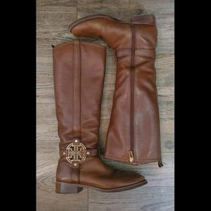 Tory Burch Amanda Brown Leather Tall Equestrian